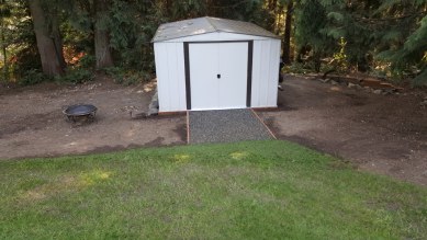 VersiGridshed entry pad with gravel finish